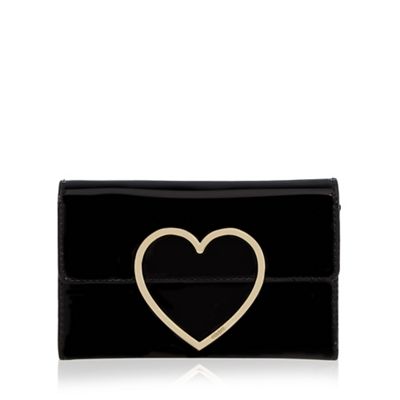Black patent heart purse